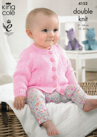 Baby Cardigans in King Cole Baby DK (4152)