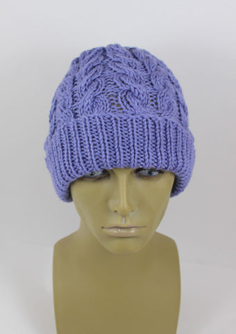 Chunky Double Cable Beanie Hat  by MadMonkeyKnits (1016) - Digital Version