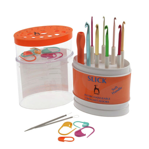 Groves Crochet Hooks: Slick: Anodised Aluminium: Interchangeable: Assorted Sizes