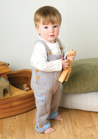 Dungarees in Deramores Baby DK (1012)