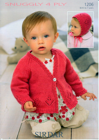 Cardigan and Bonnet in Sirdar Snuggly 4 Ply (1206)