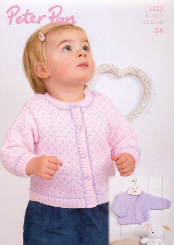 Round and V Neck Cardigan in Peter Pan DK (P1213)