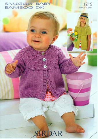 Cardigans in Sirdar Snuggly Baby Bamboo DK (1219)