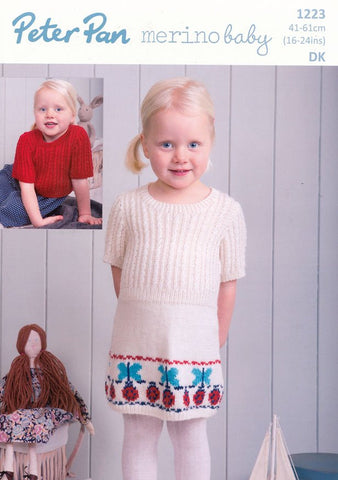 Dress and Sweater in Peter Pan Merino Baby DK (P1223)