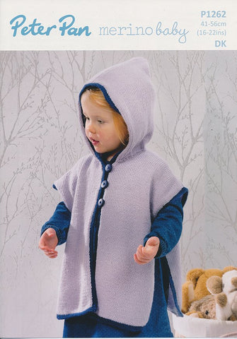 Hooded Tabard in Peter Pan Merino Baby DK (P1262)