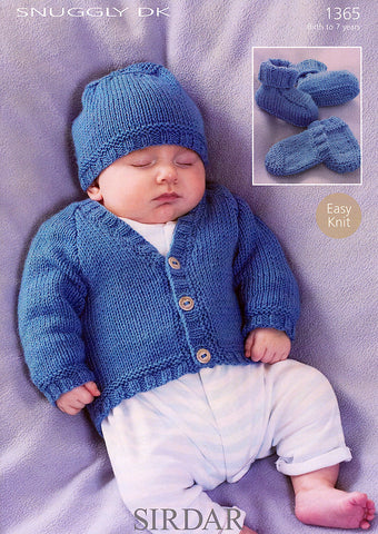 Cardigan, Hat, Bootees and Mittens in Sirdar Snuggly DK (1365)