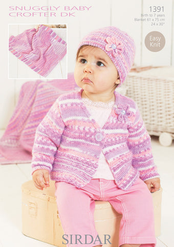 Cardigan, Hat and Blanket in Sirdar Snuggly Baby Crofter DK (1391)