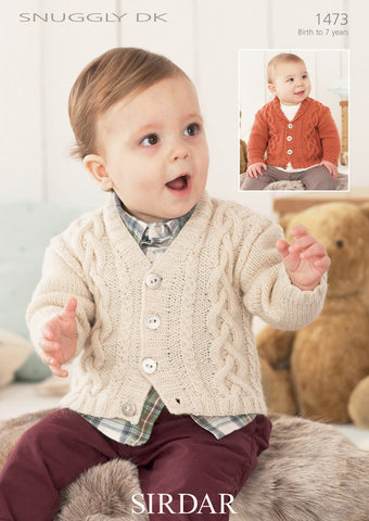 Boys V Neck And Shawl Collar Cardigans In Sirdar Snuggly DK (1473)