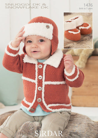 Boy's Cardigan, Helmet and Bootees In Sirdar Snuggly DK and Snuggle Snowflake DK (1476)