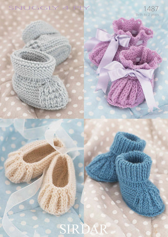 Shoes and Bootees In Sirdar Snuggly 4 Ply (1487)