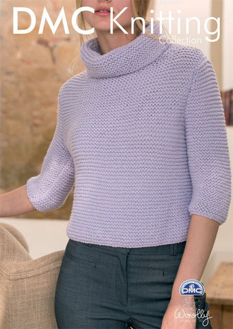 Roll Neck Jumper in DMC Woolly (15132L/2)