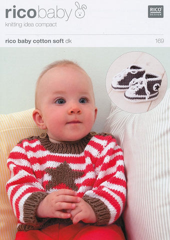 Striped Jumper with Embroidered Star in Rico Baby Cotton Soft DK (169)