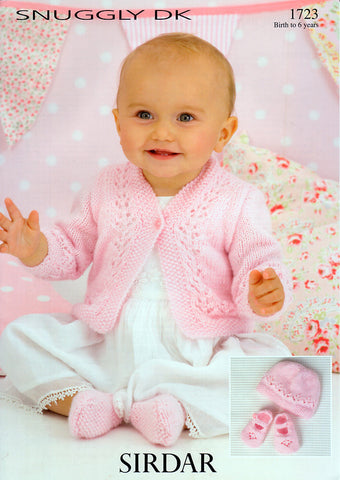 Cardigan, Hat & Shoes in Sirdar Snuggly DK (1723)