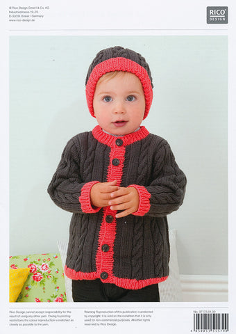 Cardigan and Hat wih Cable Pattern in Rico Baby Cotton Soft DK (173)