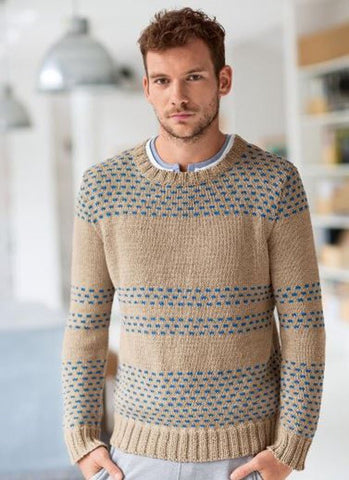 Round Neck Jacquard Sweater in Bergere de France Coton Fifty (703.87)