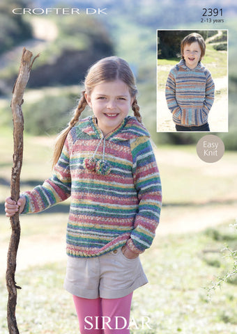 Child's Hooded Raglan Sweater In Sirdar Crofter DK (2391)