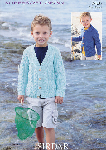 Boys Cardigan In Sirdar Supersoft Aran (2406)