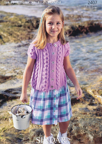Girls Cardigan in Sirdar Supersoft Aran (2407)