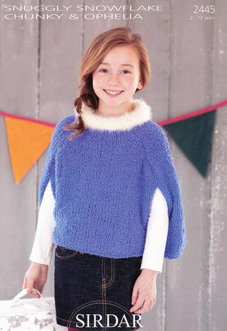 Girls Capes in Sirdar Snuggly Snowflake Chunky and Ophelia (2445)
