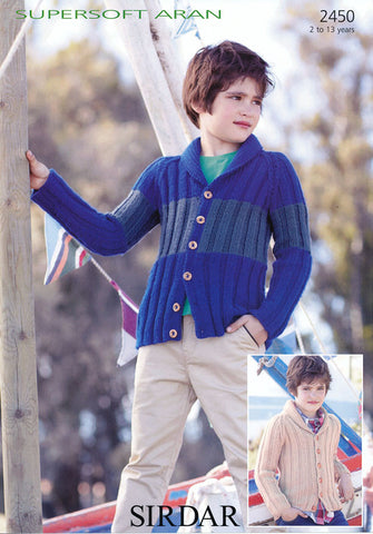 Boys Striped and One Colour Jackets in Sirdar Supersoft Aran (2450)