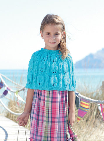 Girls Leaf Detail Cape in Sirdar Supersoft Aran (2456)