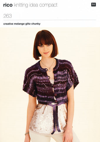 Bolero Jacket & Round Neck Waistcoat with Tie Fronts in Rico Design Creative Melange Glitz Chunky (263)