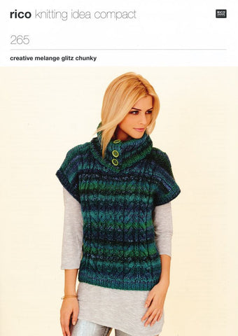 Long Line Cabled Tunic and Sweater with Buttoned Collar in Rico Design Creative Melange Glitz Chunky (265)