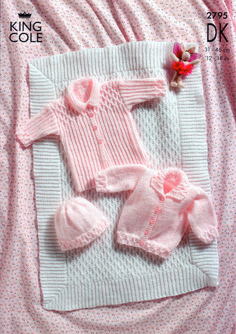 Pram Cover, Coat, Jacket and Hat in King Cole DK (2795)