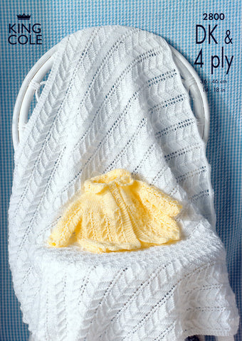 Matinee Jacket and Shawl in King Cole DK & 4 Ply (2800)