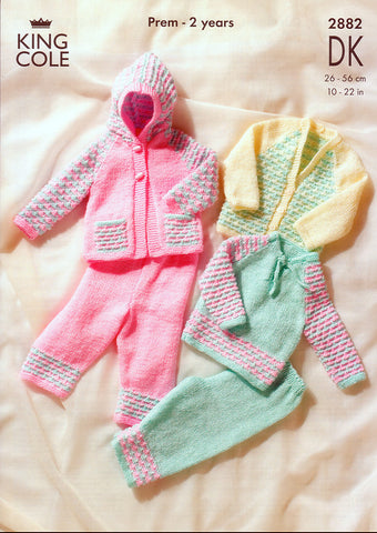 Sweater, Cardigan, Hooded Jacket & Trousers in King Cole DK (2882)