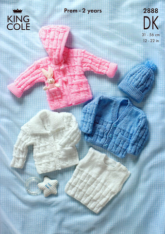 Cardigans. Jacket, Slipover & Hat in King Cole DK (2888)