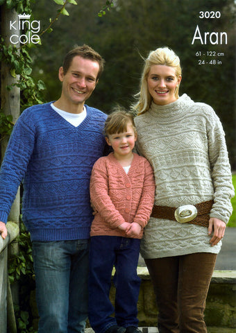 Sweaters & Cardigan in King Cole Merino Blend Aran (3020)