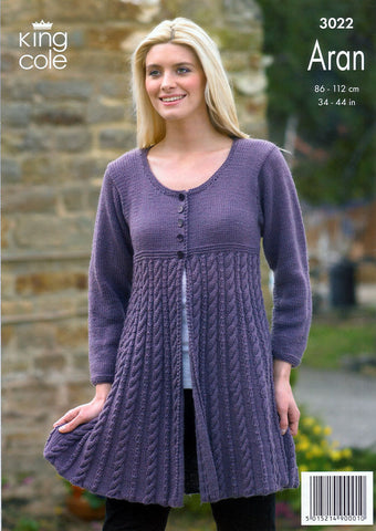 Jacket and Coat Dress in King Cole Merino Blend Aran (3022)