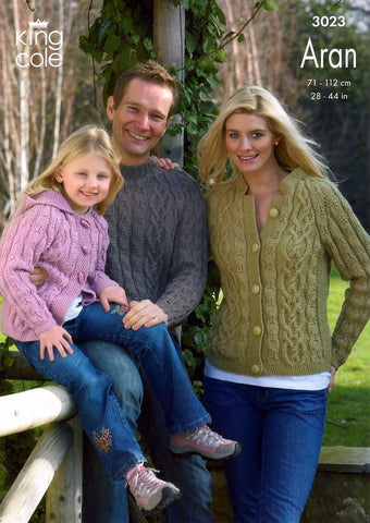 Sweater, Cardigan & Hooded Jacket in King Cole Merino Blend Aran (3023)