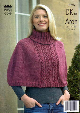 Capes in King Cole Merino Blend DK and King Cole Fashion Aran (3025)