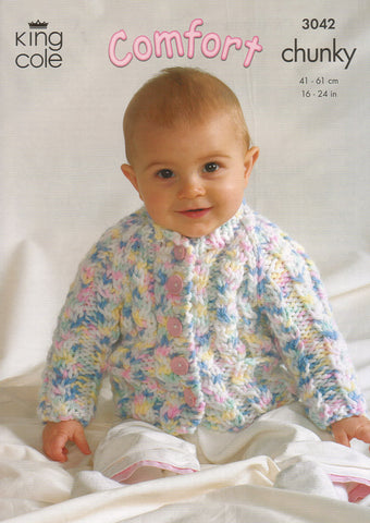 Jacket, Cardigan and Slipover in King Cole Comfort Chunky (3042)