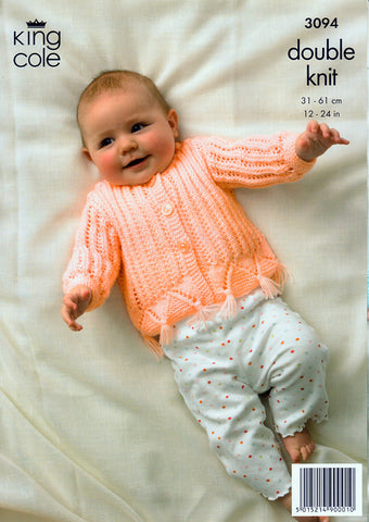 Sweater, Cardigan and Hooded Jacket in King Cole Baby DK (3094)