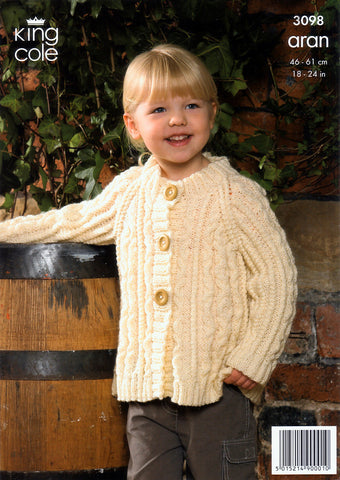 Sweater, Hooded Jacket and Coat Knitted in King Cole Fashion Aran (3098)