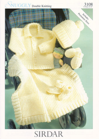 Jacket, Hat, Mittens, Bootees and Blanket in Sirdar Snuggly DK (3108)