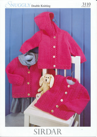 Round Neck, V Neck and Hooded Cardigans in Sirdar Snuggly DK (3110)