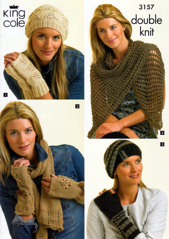 Hat, Gloves & Scarf in King Cole Baby Alpaca DK (3157)
