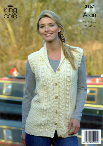 Cardigan and Waistcoat in King Cole Merino Blend Aran (3167)
