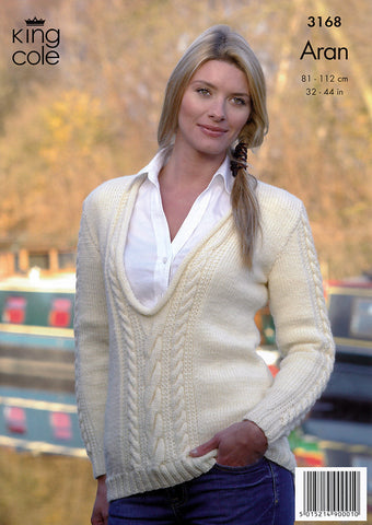 Sweater and Slipover in King Cole Merino Blend Aran (3168)