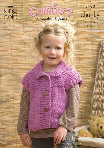 Sweater, Gilet and Jacket in King Cole Comfort Chunky (3180)