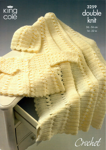 Coat, Shawl and Hat Crocheted in King Cole Comfort Baby DK (3259)