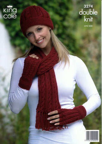 Hat, Scarves and Gloves in King Cole Baby Alpaca DK (3274)