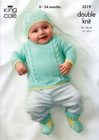 Sweater, Tank Top, Cardigan, Boots and Hat in King Cole Bamboo Cotton DK (3319)