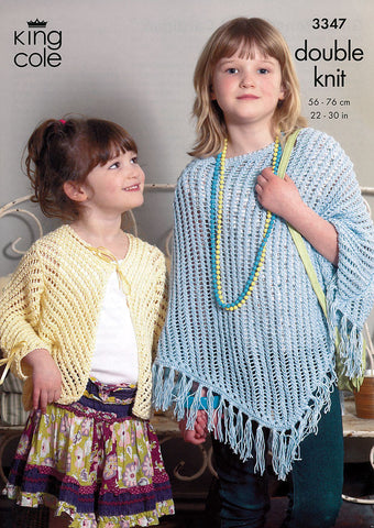 Girls Poncho & Cardigan in King Cole DK (3347)