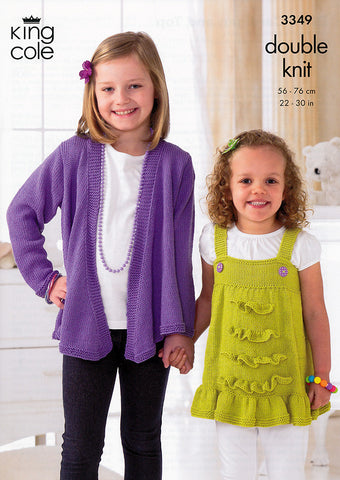 Girl's Cardigan & Top in King Cole Bamboo Cotton DK (3349)