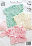 Cardigans, Bonnet and Angel Top in King Cole 3 Ply and 4 Ply (3366)